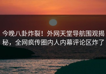 今晚八卦炸裂！外网天堂导航围观揭秘，全网疯传圈内人内幕评论区炸了