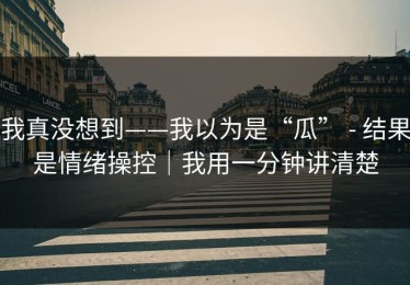 我真没想到——我以为是“瓜” - 结果是情绪操控｜我用一分钟讲清楚