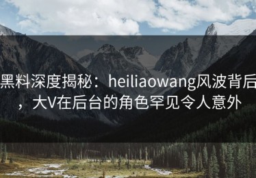 黑料深度揭秘：heiliaowang风波背后，大V在后台的角色罕见令人意外