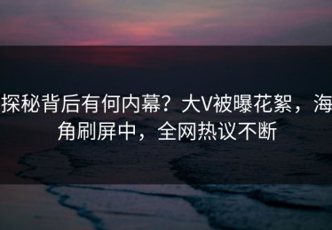 探秘背后有何内幕？大V被曝花絮，海角刷屏中，全网热议不断