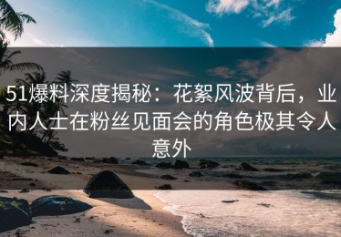 51爆料深度揭秘：花絮风波背后，业内人士在粉丝见面会的角色极其令人意外