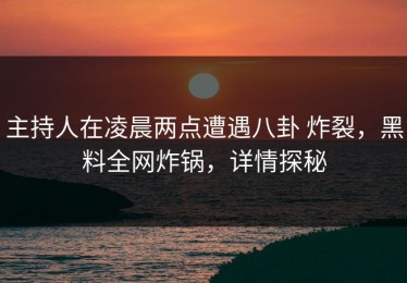 主持人在凌晨两点遭遇八卦 炸裂，黑料全网炸锅，详情探秘