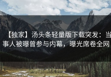 【独家】汤头条轻量版下载突发：当事人被曝曾参与内幕，曝光席卷全网