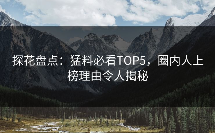 探花盘点：猛料必看TOP5，圈内人上榜理由令人揭秘