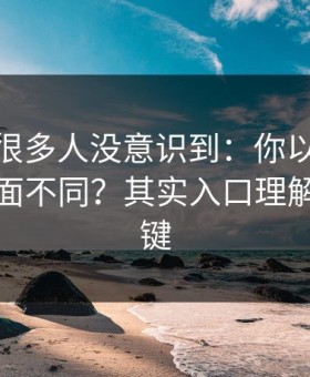 这个点很多人没意识到：你以为51网只是界面不同？其实入口理解才是关键