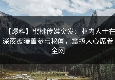 【爆料】蜜桃传媒突发：业内人士在深夜被曝曾参与秘闻，震撼人心席卷全网