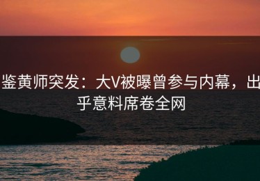 鉴黄师突发：大V被曝曾参与内幕，出乎意料席卷全网