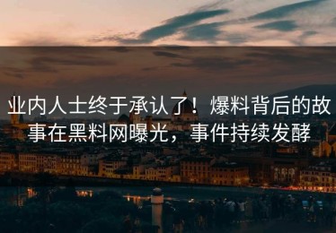 业内人士终于承认了！爆料背后的故事在黑料网曝光，事件持续发酵