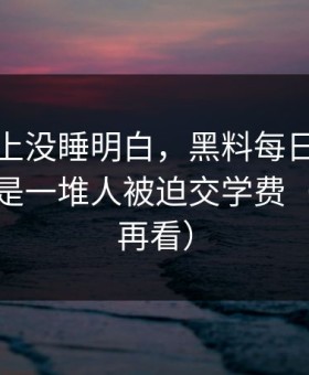我一晚上没睡明白，黑料每日的热度背后，是一堆人被迫交学费（先保存再看）