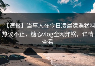 【速报】当事人在今日凌晨遭遇猛料热议不止，糖心vlog全网炸锅，详情查看