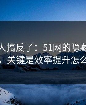 90%的人搞反了：51网的隐藏选项不神秘，关键是效率提升怎么理解