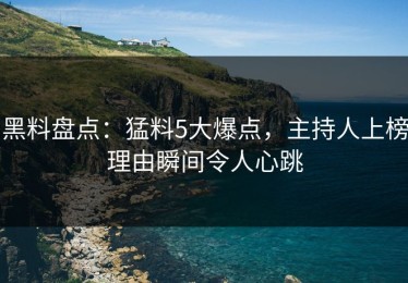 黑料盘点：猛料5大爆点，主持人上榜理由瞬间令人心跳