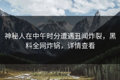 神秘人在中午时分遭遇丑闻炸裂，黑料全网炸锅，详情查看