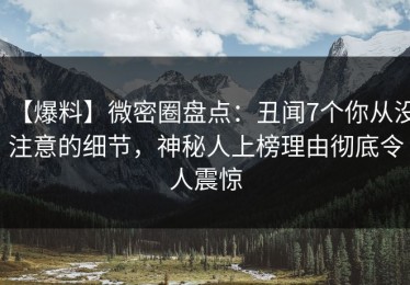 【爆料】微密圈盘点：丑闻7个你从没注意的细节，神秘人上榜理由彻底令人震惊