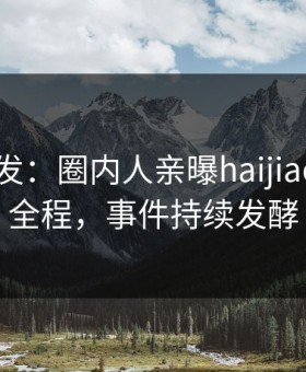 海角突发：圈内人亲曝haijiaoshequ全程，事件持续发酵