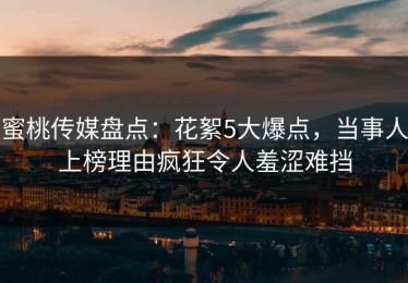 蜜桃传媒盘点：花絮5大爆点，当事人上榜理由疯狂令人羞涩难挡