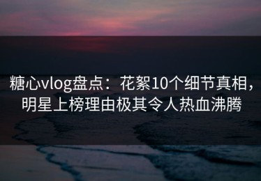 糖心vlog盘点：花絮10个细节真相，明星上榜理由极其令人热血沸腾