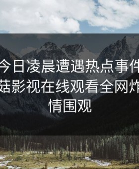 网红在今日凌晨遭遇热点事件热血沸腾，蘑菇影视在线观看全网炸锅，详情围观