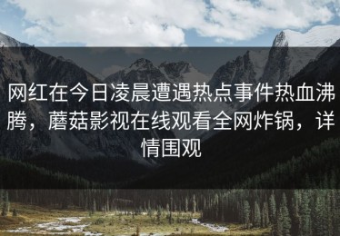 网红在今日凌晨遭遇热点事件热血沸腾，蘑菇影视在线观看全网炸锅，详情围观