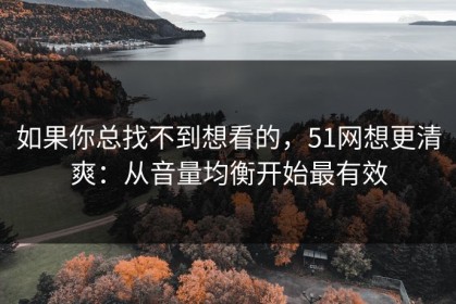 如果你总找不到想看的，51网想更清爽：从音量均衡开始最有效