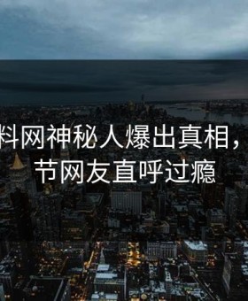 今晨黑料网神秘人爆出真相，揭秘细节网友直呼过瘾