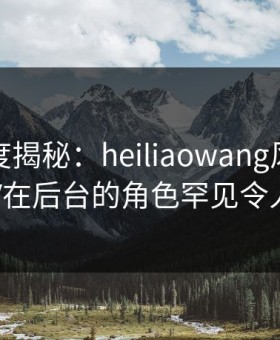 黑料深度揭秘：heiliaowang风波背后，大V在后台的角色罕见令人意外