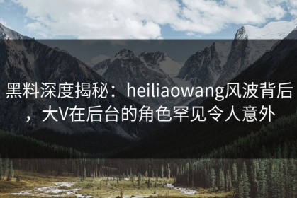 黑料深度揭秘：heiliaowang风波背后，大V在后台的角色罕见令人意外