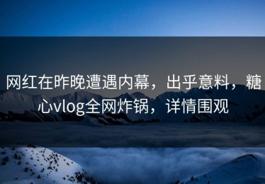网红在昨晚遭遇内幕，出乎意料，糖心vlog全网炸锅，详情围观