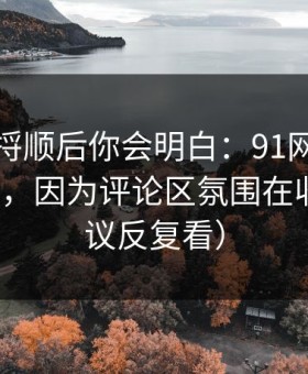 把逻辑捋顺后你会明白：91网越用越“像”，因为评论区氛围在收敛（建议反复看）