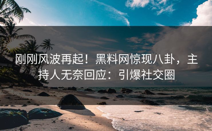 刚刚风波再起！黑料网惊现八卦，主持人无奈回应：引爆社交圈