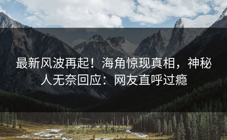 最新风波再起！海角惊现真相，神秘人无奈回应：网友直呼过瘾