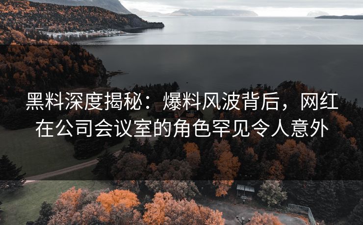 黑料深度揭秘：爆料风波背后，网红在公司会议室的角色罕见令人意外