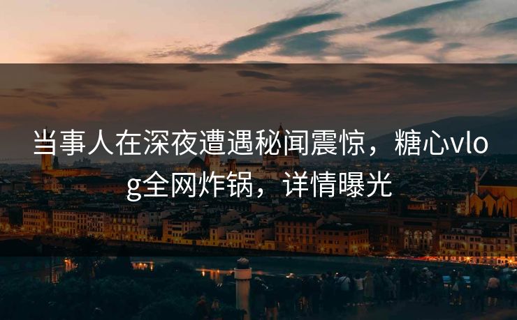 当事人在深夜遭遇秘闻震惊，糖心vlog全网炸锅，详情曝光