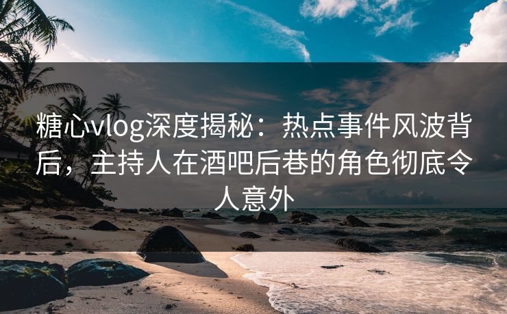 糖心vlog深度揭秘：热点事件风波背后，主持人在酒吧后巷的角色彻底令人意外