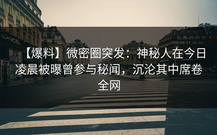 【爆料】微密圈突发：神秘人在今日凌晨被曝曾参与秘闻，沉沦其中席卷全网