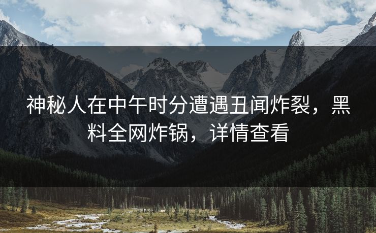 神秘人在中午时分遭遇丑闻炸裂，黑料全网炸锅，详情查看