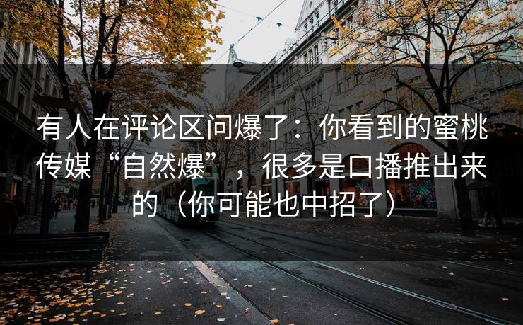 有人在评论区问爆了：你看到的蜜桃传媒“自然爆”，很多是口播推出来的（你可能也中招了）